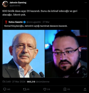 Jahrein VS Kılıçdaroğlu Davayı Kim Kazandı