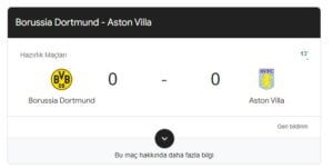 Borussia Dortmund - Aston Villa Hazırlık Maçı ve Gündemdeki Detaylar